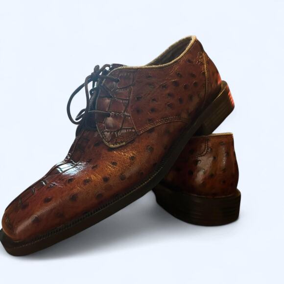 Stacy adams brown ostrich mens leather oxfords